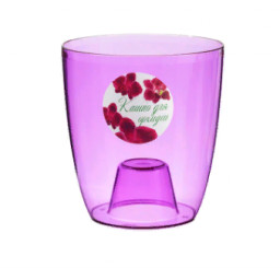 Кашпо пластиковое для орхидей 2,4л Орхидея фиолетовый прозрачный М 3149