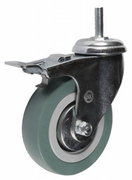 Колесная опора 50 мм аппаратная болт - 10, поворотная, тормоз, подшипник скольжения