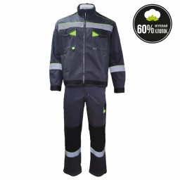 Костюм летний КОРВЕТ КОТТОН КБ1 куртка и брюки: т/серый, лимон и чёрный