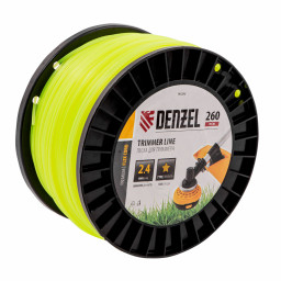 Леска для триммера звезда, 2,4мм х 260м, на DIN катушке FLEX CORD Denzel