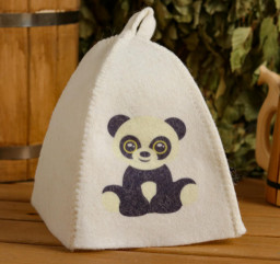 Шапка для бани с детским принтом Панда белая