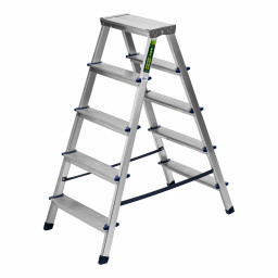 Стремянка двусторонняя 5 ступеней, алюминиевая, Сибртех