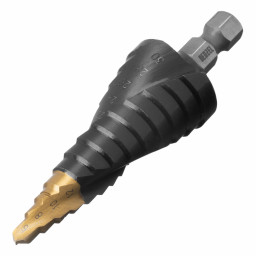 Сверло ступенчатое, 6-8-10-12-14-16-18-20-22-24-26-28-30мм, Р6М5, 6-гр. хвостовик Denzel